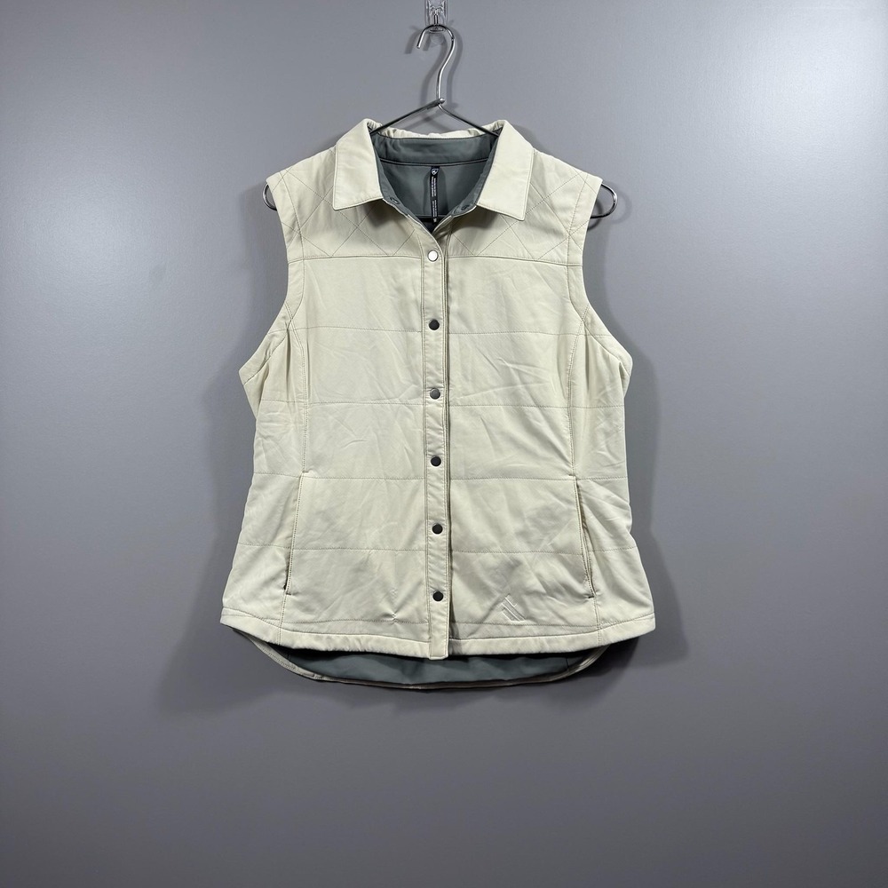 Kuhl Quilted Vest Womens Medium White Collared Snap Front Insulated Pockets